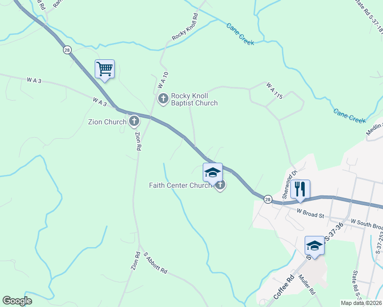 map of restaurants, bars, coffee shops, grocery stores, and more near 2276 Sherwood Drive in Walhalla