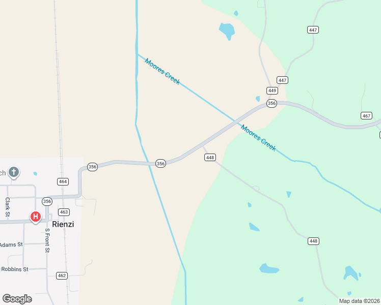 map of restaurants, bars, coffee shops, grocery stores, and more near Highway 356 in Rienzi