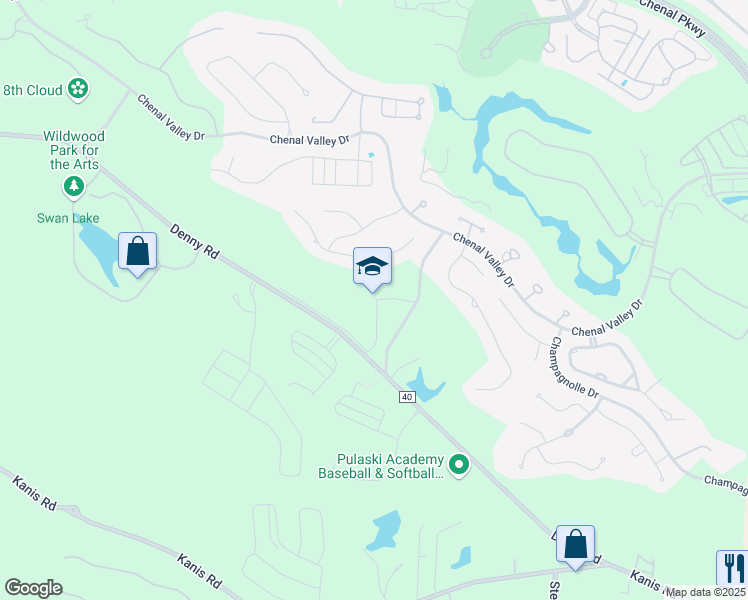 map of restaurants, bars, coffee shops, grocery stores, and more near in Little Rock