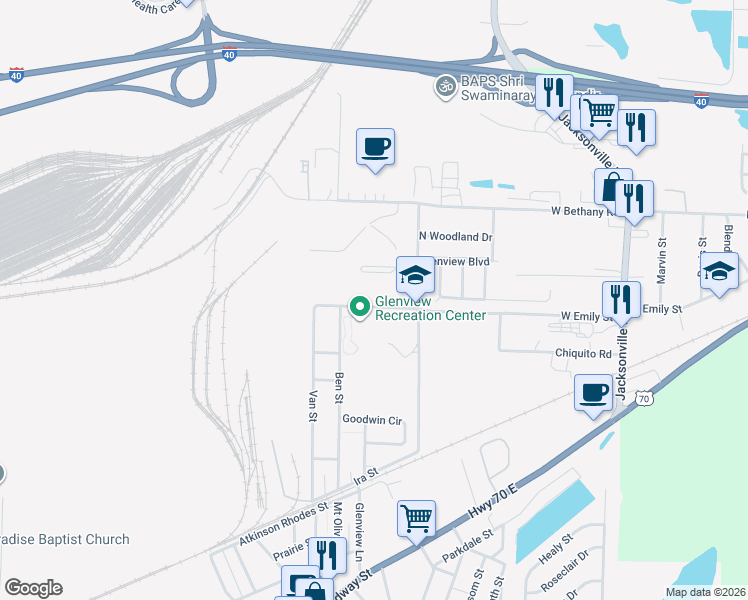 map of restaurants, bars, coffee shops, grocery stores, and more near 4901 East 19th Street in North Little Rock