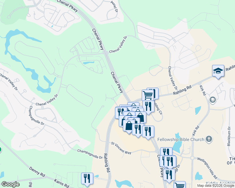 map of restaurants, bars, coffee shops, grocery stores, and more near 17901 Chenal Parkway in Little Rock