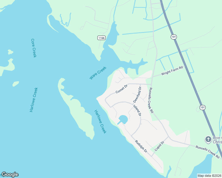 map of restaurants, bars, coffee shops, grocery stores, and more near 729 Comet Drive in Beaufort