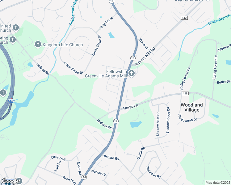 map of restaurants, bars, coffee shops, grocery stores, and more near 138 Holland Trace Circle in Simpsonville