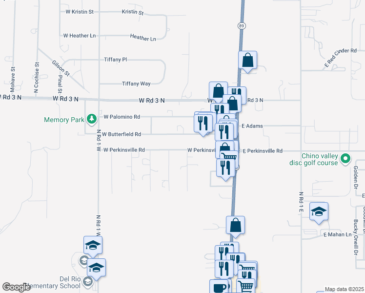 map of restaurants, bars, coffee shops, grocery stores, and more near 532 West Perkinsville Road in Chino Valley