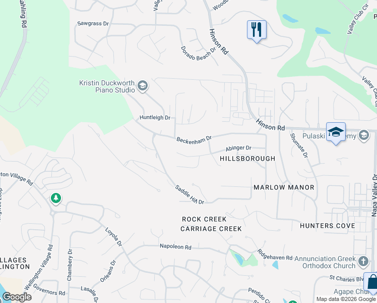 map of restaurants, bars, coffee shops, grocery stores, and more near 13711 Beckenham Drive in Little Rock
