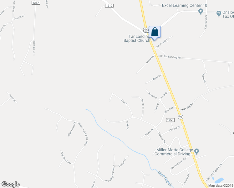 map of restaurants, bars, coffee shops, grocery stores, and more near 118 Ellen Court in Jacksonville