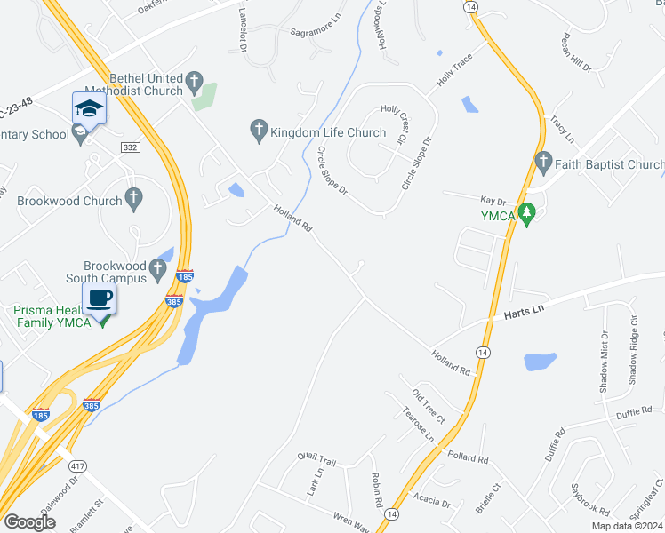 map of restaurants, bars, coffee shops, grocery stores, and more near 311 Holland Road in Simpsonville