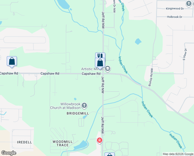 map of restaurants, bars, coffee shops, grocery stores, and more near 120 Capshaw Road in Madison
