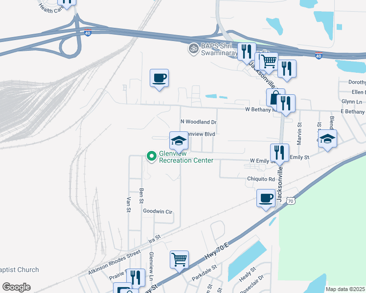 map of restaurants, bars, coffee shops, grocery stores, and more near 2108 Edmonds St in North Little Rock