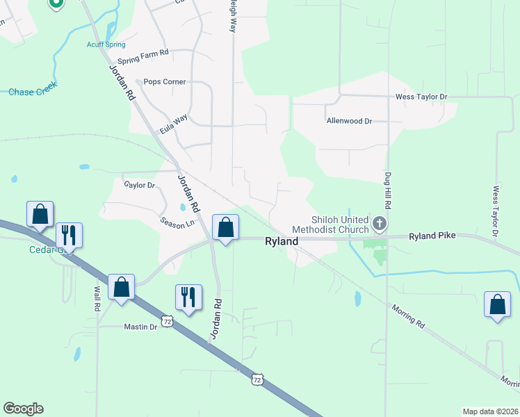 map of restaurants, bars, coffee shops, grocery stores, and more near 152 Harmening Drive in Huntsville