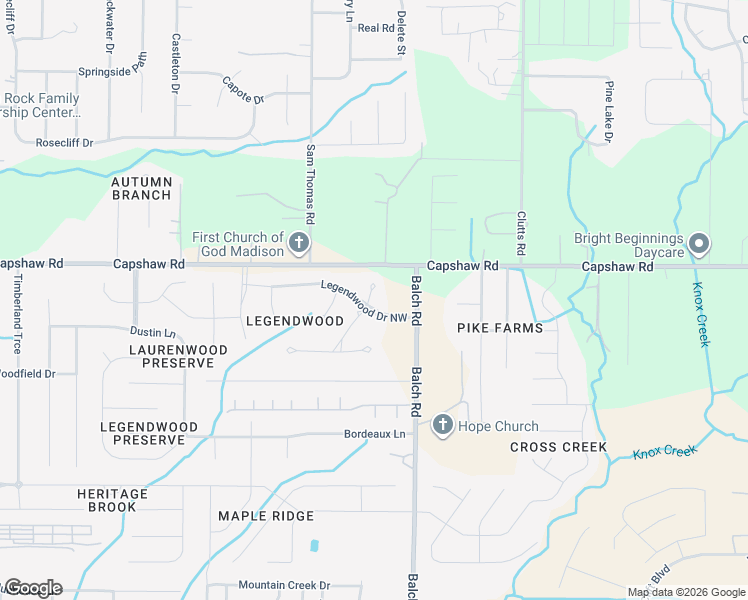 map of restaurants, bars, coffee shops, grocery stores, and more near 200 Legendwood Drive Northwest in Madison