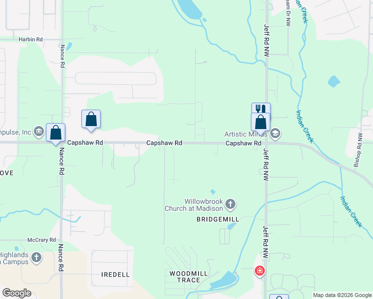 map of restaurants, bars, coffee shops, grocery stores, and more near 264 Capshaw Rd in Madison