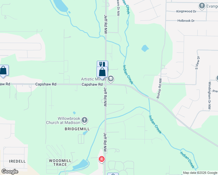 map of restaurants, bars, coffee shops, grocery stores, and more near 2661 Old Monrovia Road Northwest in Huntsville