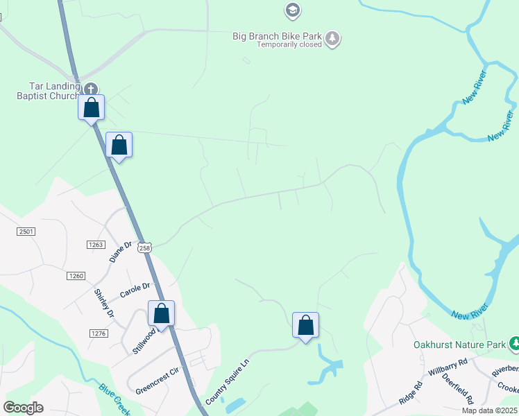 map of restaurants, bars, coffee shops, grocery stores, and more near 192 Blue Top Road in Jacksonville