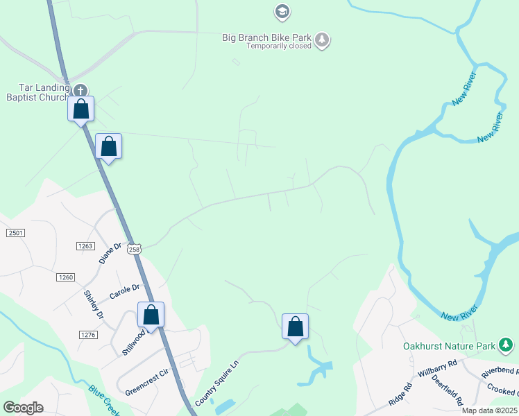 map of restaurants, bars, coffee shops, grocery stores, and more near 192 Blue Top Road in Jacksonville