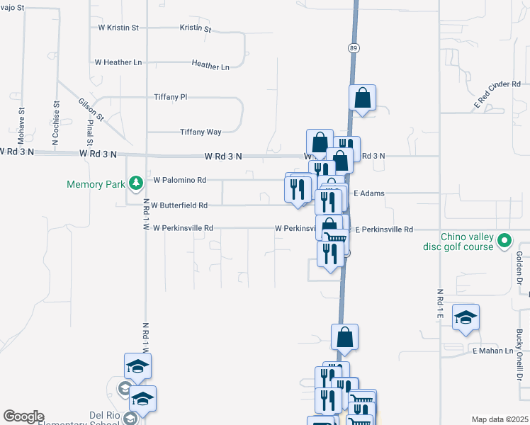 map of restaurants, bars, coffee shops, grocery stores, and more near 532 West Perkinsville Road in Chino Valley