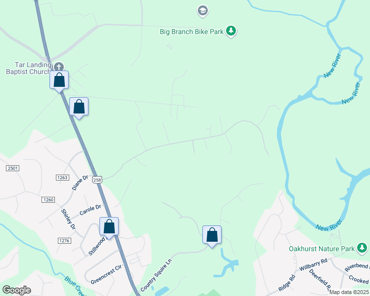 map of restaurants, bars, coffee shops, grocery stores, and more near 196 Blue Top Road in Jacksonville