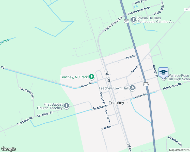 map of restaurants, bars, coffee shops, grocery stores, and more near 150 Pasture Lane in Teachey