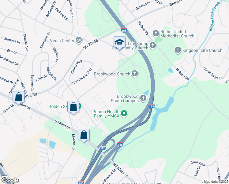 map of restaurants, bars, coffee shops, grocery stores, and more near 535 Brookwood Point Place in Simpsonville