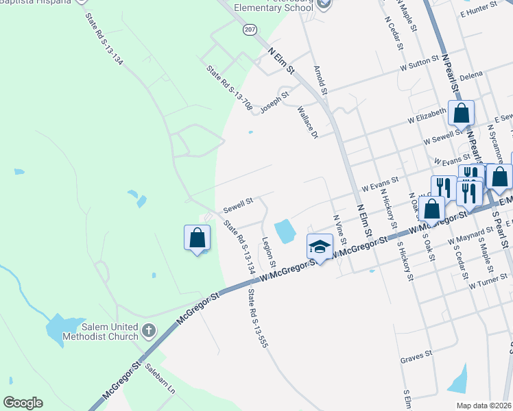 map of restaurants, bars, coffee shops, grocery stores, and more near 1002 West Evans Street in Pageland