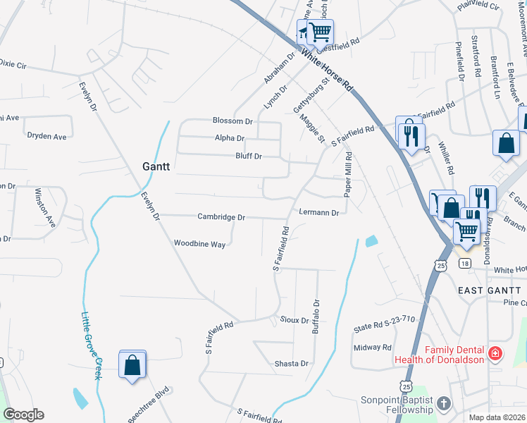 map of restaurants, bars, coffee shops, grocery stores, and more near 1 Belle Court in Greenville