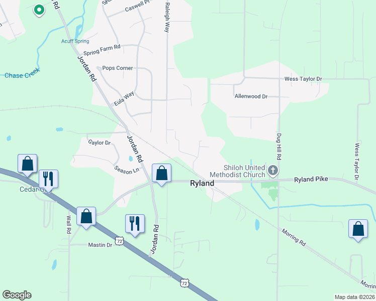 map of restaurants, bars, coffee shops, grocery stores, and more near 152 Harmening Drive in Huntsville