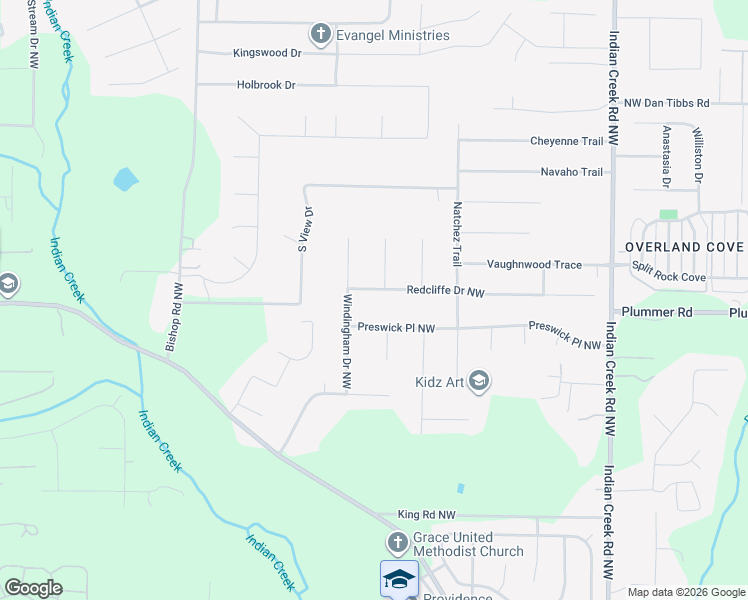 map of restaurants, bars, coffee shops, grocery stores, and more near 109 Preswick Place Northwest in Huntsville
