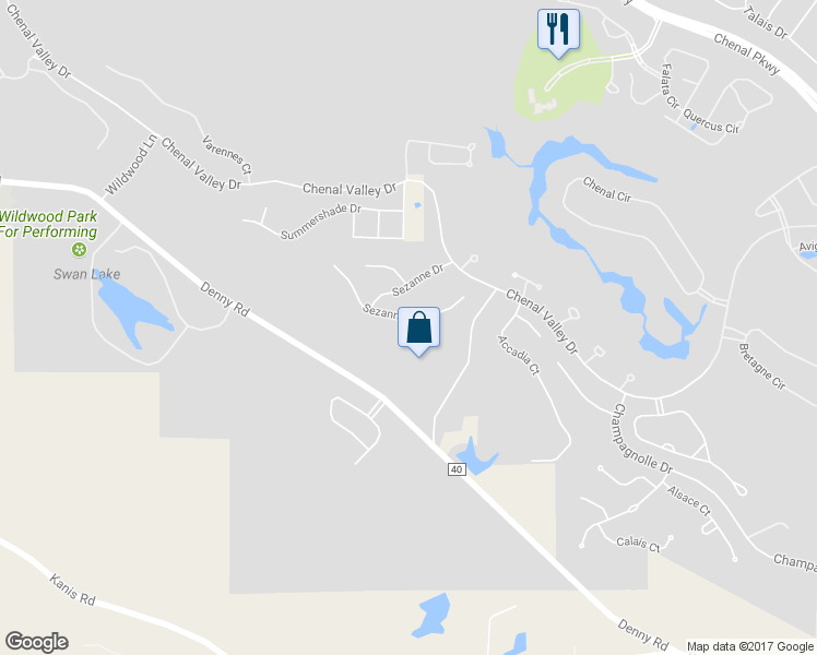 map of restaurants, bars, coffee shops, grocery stores, and more near 115 Sezanne Court in Little Rock