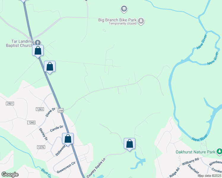 map of restaurants, bars, coffee shops, grocery stores, and more near 196 Blue Top Road in Jacksonville