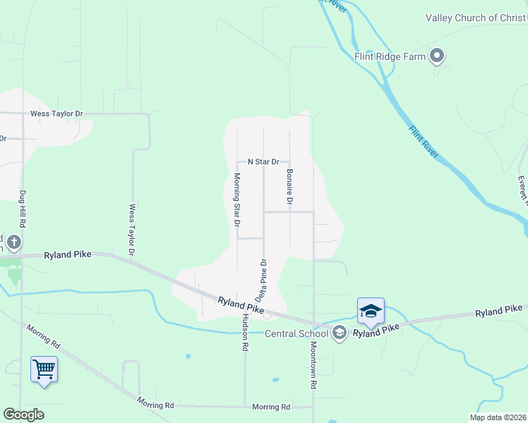map of restaurants, bars, coffee shops, grocery stores, and more near 137 Delta Pine Drive in Huntsville