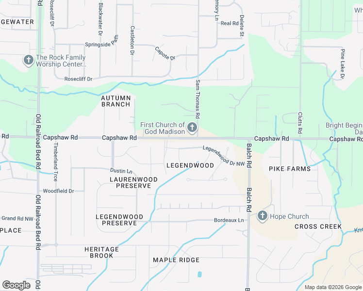 map of restaurants, bars, coffee shops, grocery stores, and more near 1551 Capshaw Road in Madison