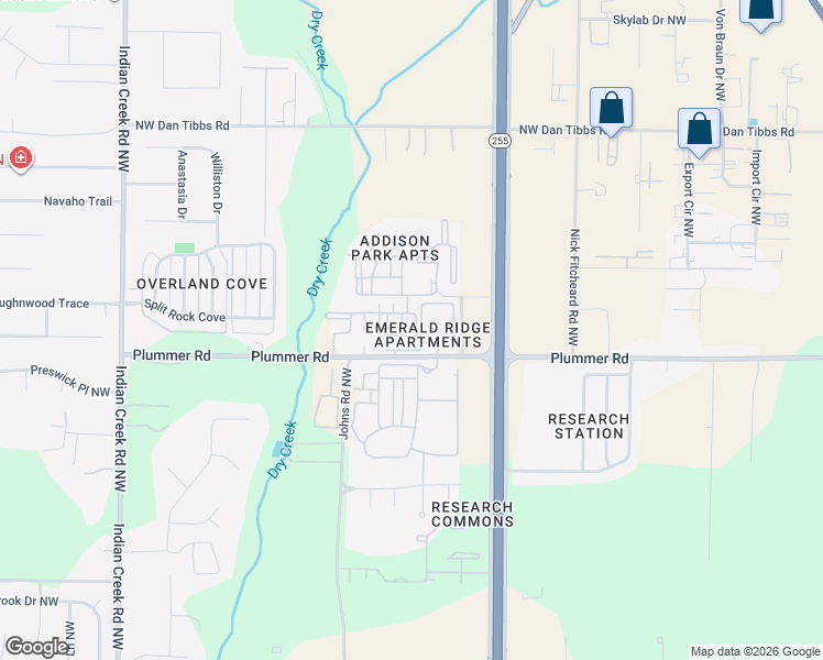 map of restaurants, bars, coffee shops, grocery stores, and more near 741 Plummer Road in Huntsville