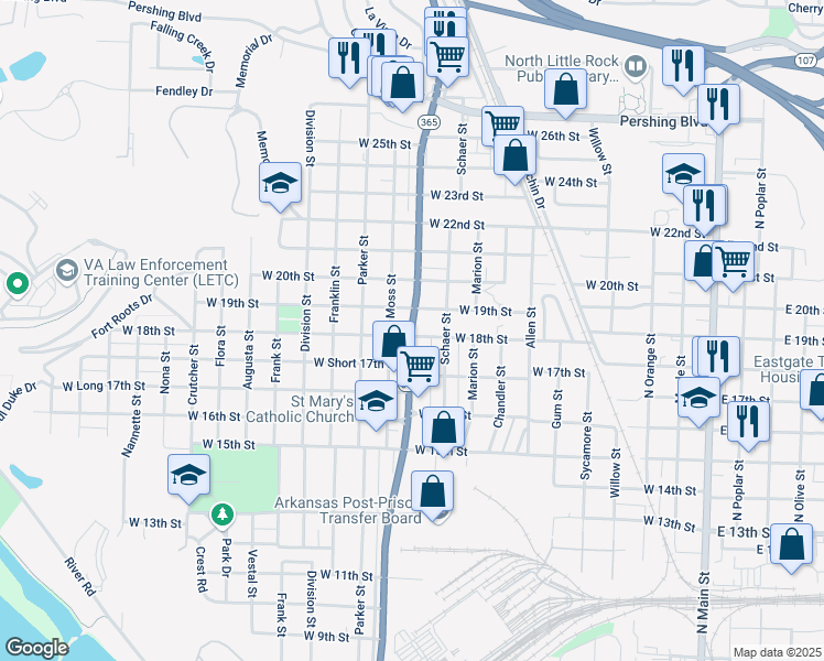 map of restaurants, bars, coffee shops, grocery stores, and more near in 