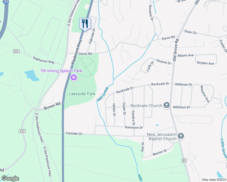 map of restaurants, bars, coffee shops, grocery stores, and more near 432 Rockvale Drive in Piedmont