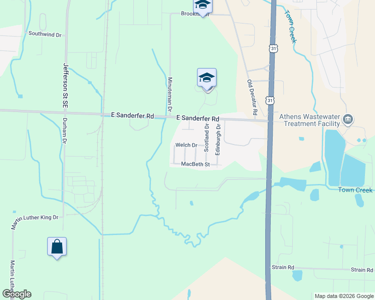 map of restaurants, bars, coffee shops, grocery stores, and more near 402 Welch Street in Athens