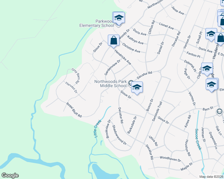 map of restaurants, bars, coffee shops, grocery stores, and more near 710 Gardenview Drive in Jacksonville