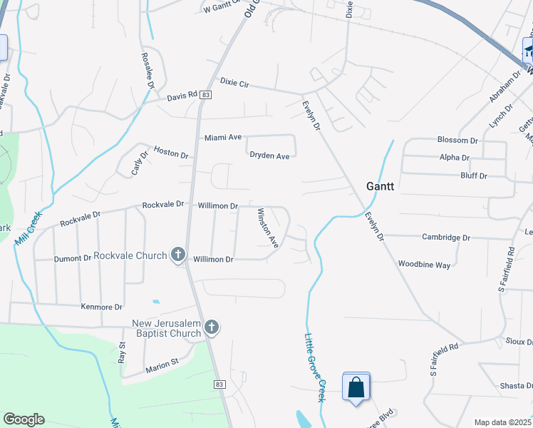 map of restaurants, bars, coffee shops, grocery stores, and more near 300 Willimon Drive in Piedmont