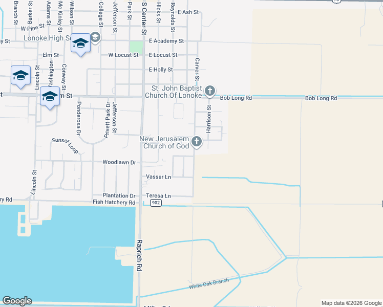 map of restaurants, bars, coffee shops, grocery stores, and more near 420 Brown Street in Lonoke