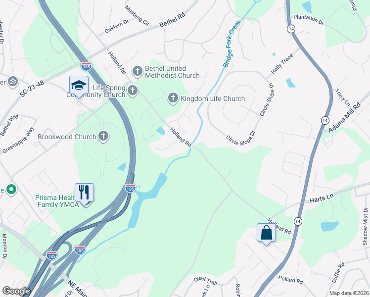 map of restaurants, bars, coffee shops, grocery stores, and more near 311 Holland Road in Simpsonville