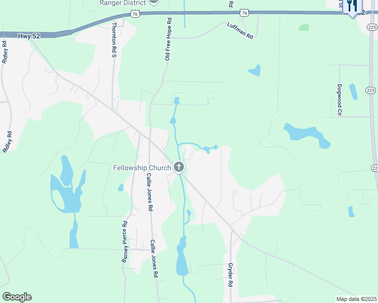 map of restaurants, bars, coffee shops, grocery stores, and more near 4387 Georgia 52 in Chatsworth