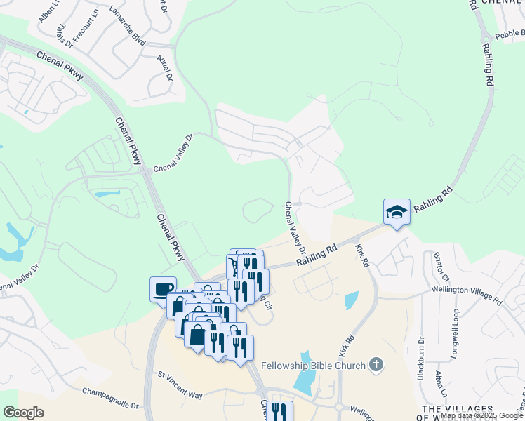 map of restaurants, bars, coffee shops, grocery stores, and more near 16439-16615 Chenal Valley Drive in Little Rock