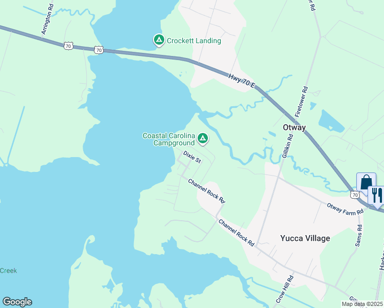 map of restaurants, bars, coffee shops, grocery stores, and more near 128 Dixie Street in Beaufort