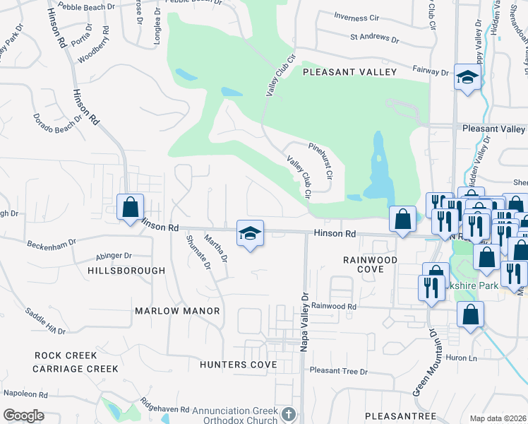 map of restaurants, bars, coffee shops, grocery stores, and more near 9 Masters Circle in Little Rock