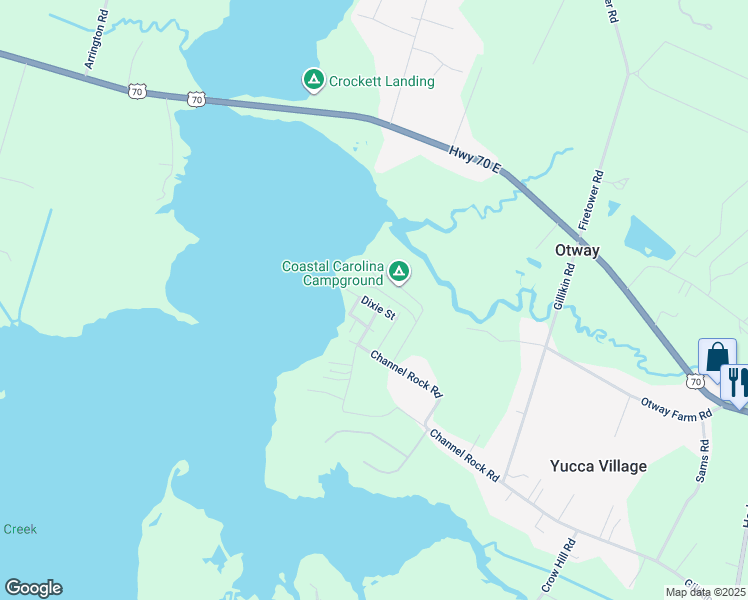 map of restaurants, bars, coffee shops, grocery stores, and more near 128 Dixie Street in Beaufort
