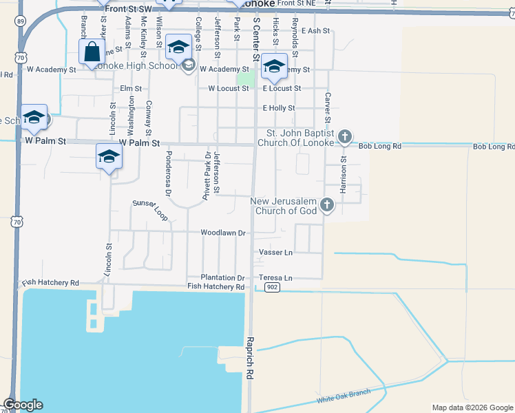 map of restaurants, bars, coffee shops, grocery stores, and more near 104 Hamburg Street in Lonoke