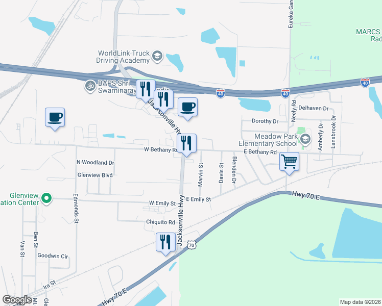 map of restaurants, bars, coffee shops, grocery stores, and more near 2306 Arkansas 161 in North Little Rock