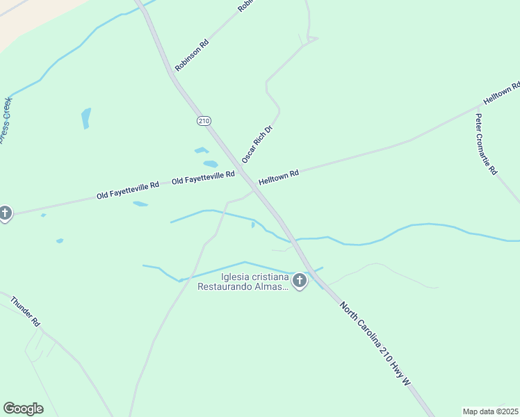 map of restaurants, bars, coffee shops, grocery stores, and more near 2597 North Carolina 210 in Garland