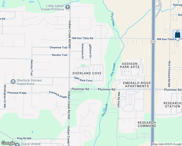 map of restaurants, bars, coffee shops, grocery stores, and more near 1034 Cresent Falls in Huntsville