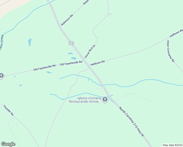 map of restaurants, bars, coffee shops, grocery stores, and more near 2597 North Carolina 210 in Garland