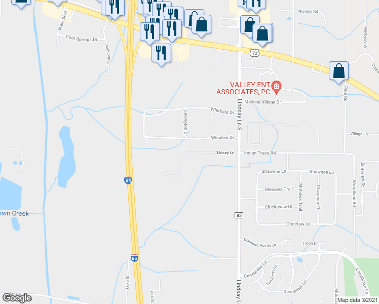 map of restaurants, bars, coffee shops, grocery stores, and more near Linsey Ln in Athens